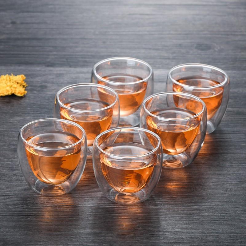 Cốc trà 2 lớp 80ml thủy tinh chịu nhiệt k chì cao cấp xuất khẩu Borosilicate, chịu nhiệt 150 độ C k nứt vỡ