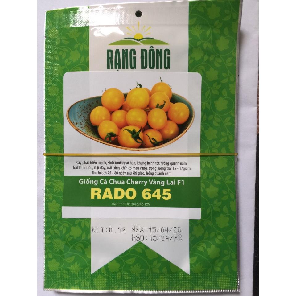 Hạt giống Cà chua Cherry vàng lai F1 Rado 645 RD - 0.1gr - RẠNG ĐÔNG - Trái hình tròn, trái cứng, chín có màu vàng, sinh trưởng vô hạn