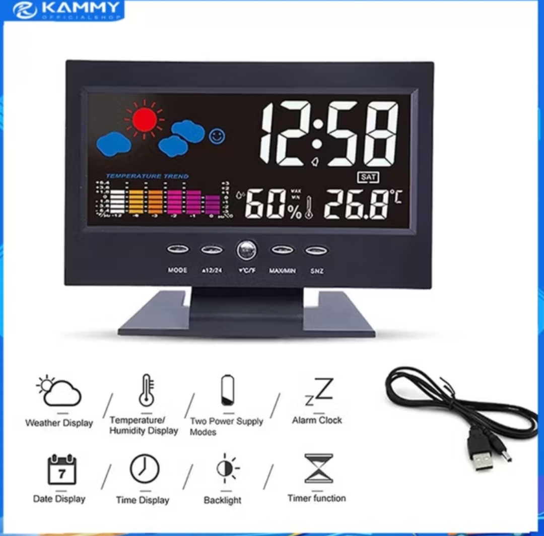 ĐỒNG HỒ LED ĐỂ BÀN TRANG TRÍ XEM GIỜ BÁO NHIỆT ĐỘ NGÀY THÁNG NĂM THỨ THỜI TIẾT