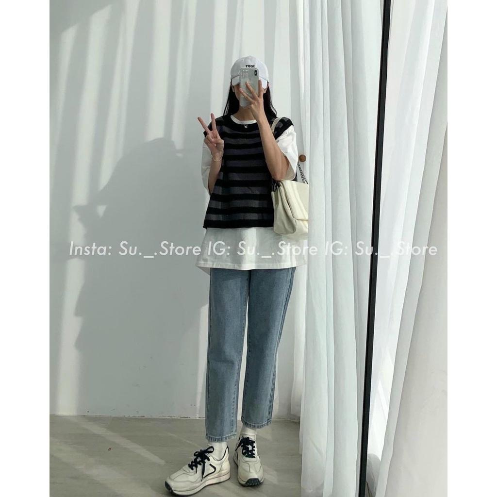 Áo Gile kẻ hàng chất len gạo nẩy sịn sò