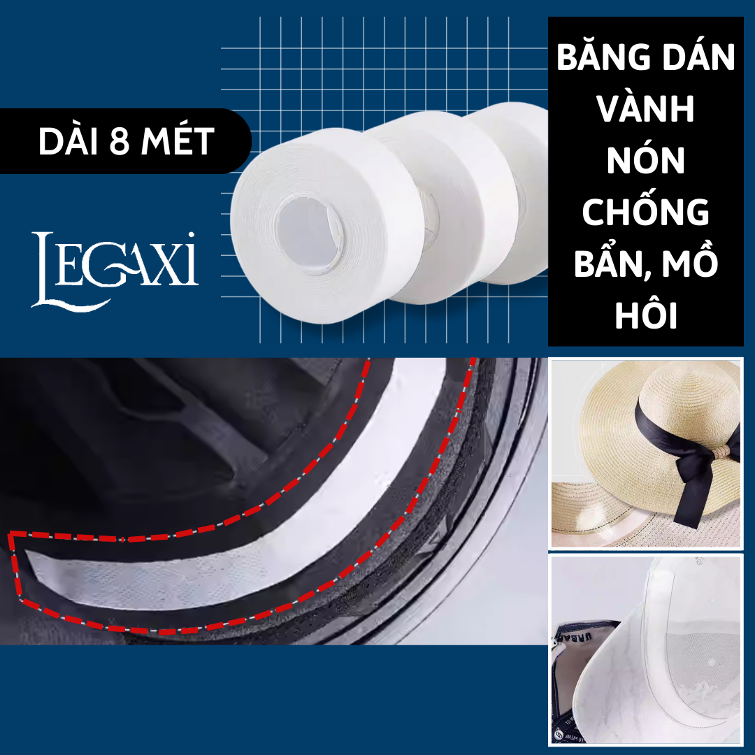 Băng dán mũ bảo hộ mũ bảo hiểm nón có quai Chống thấm mồ hôi Chống bám bẩn Lâu bong tróc Legaxi