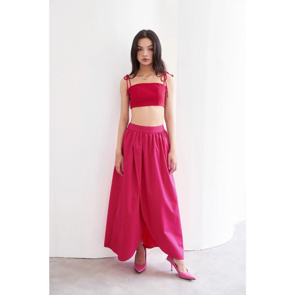DOTTIE - Chân váy dài dáng hoa tulip nữ hồng đậm S0129