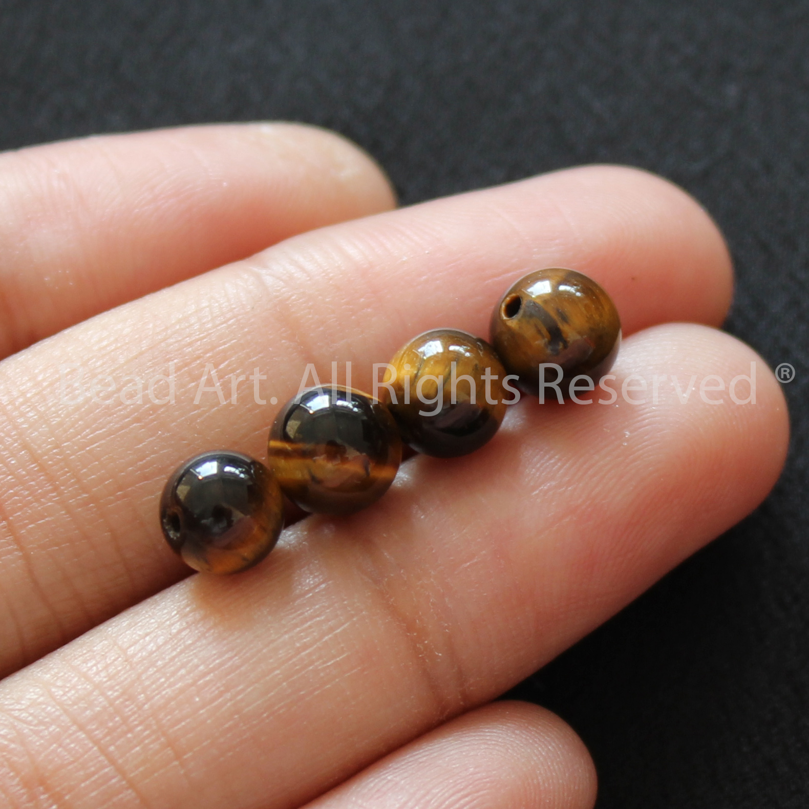 [1 Hạt/ 3 Hạt] 6MM Đá Mắt Hổ Vàng Nâu, Brown Tiger Eye, Mắt Cọp Vàng Tự Nhiên Loại B, Đá Phối Vòng Tay Phong Thuỷ, Chuỗi Hạt, Mệnh Thổ, Kim - Bead Art