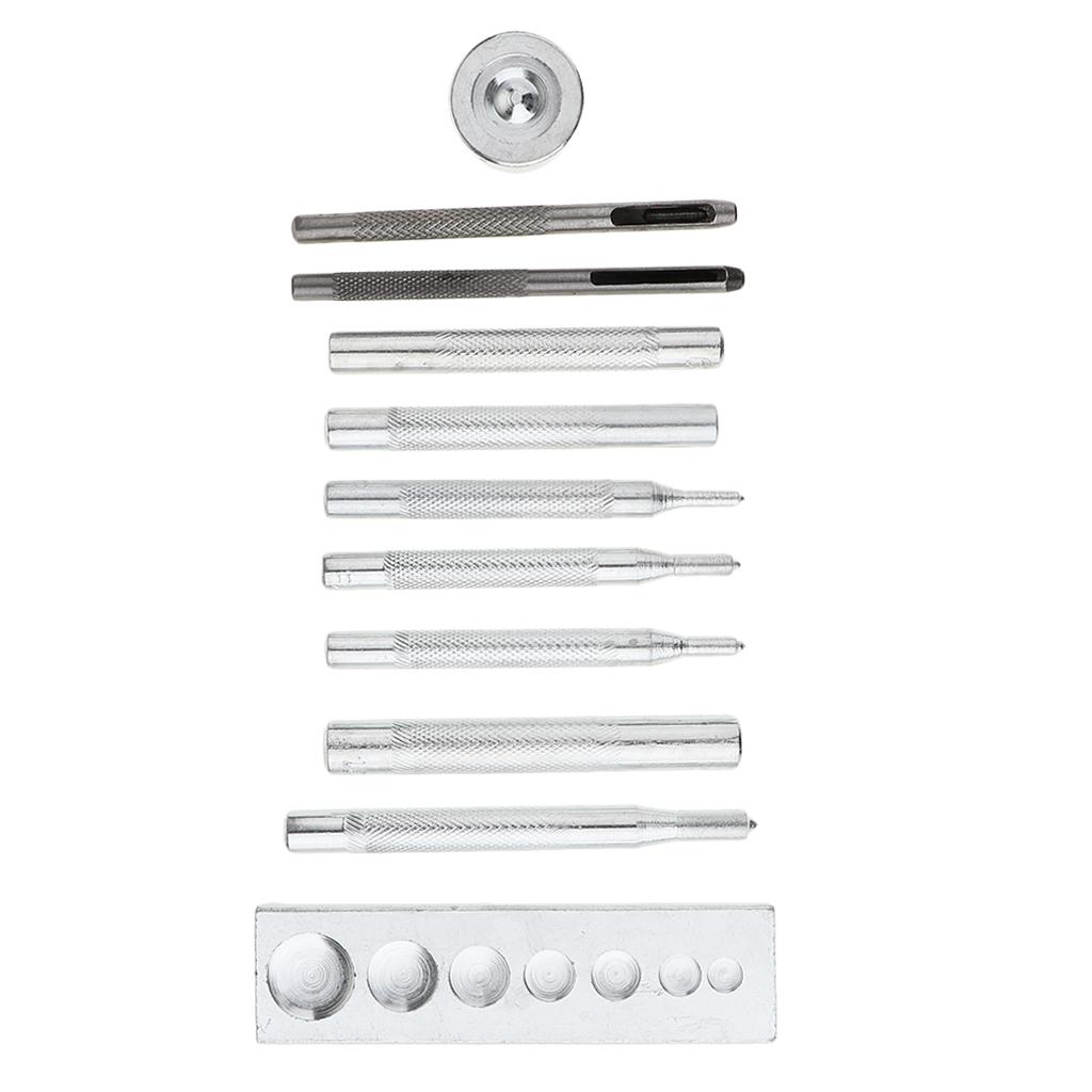 Die Punch Hole Snap Rivet Button Base Kit for DIY Leather Craft Tool 11Pcs