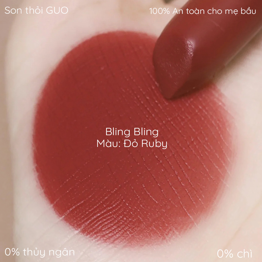 Son Lì Anh Thảo màu Ruby Dolly Pink cho bà bầu GUO 5gr [100% Cam kết không chì - Màu Siêu Đẹp - Tôn da]