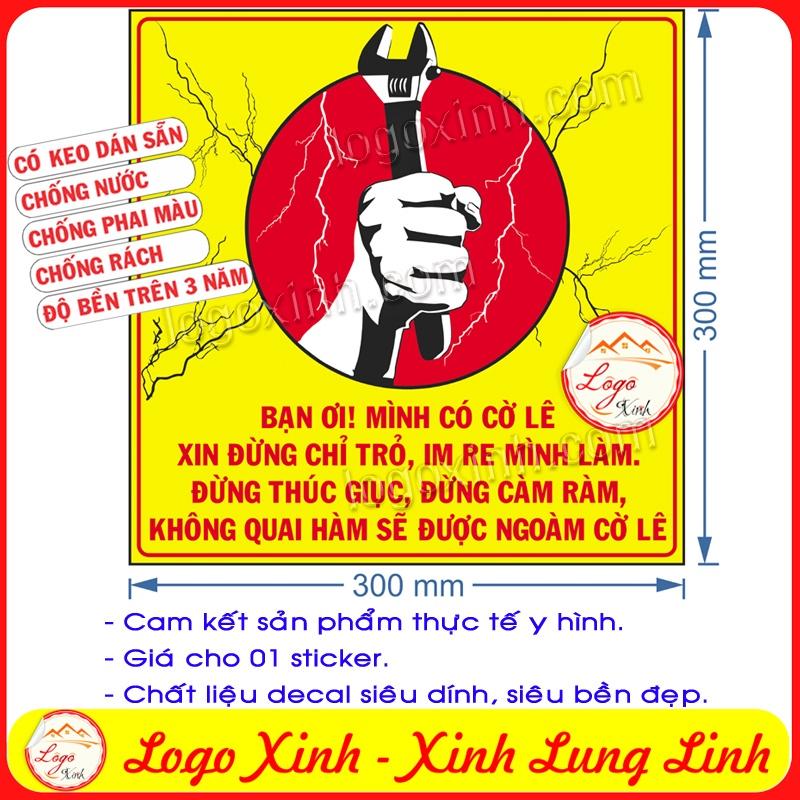 LOGO TEM STICKER BIỂN KHÔNG CHỈ TRỎ KHI KỸ THUẬT LÀM VIỆC ĐỂ ĐẢM BẢO AN TOÀN - BIỂN BÁO AN TOÀN LAO ĐỘNG VUI NHỘN- MẪU 1