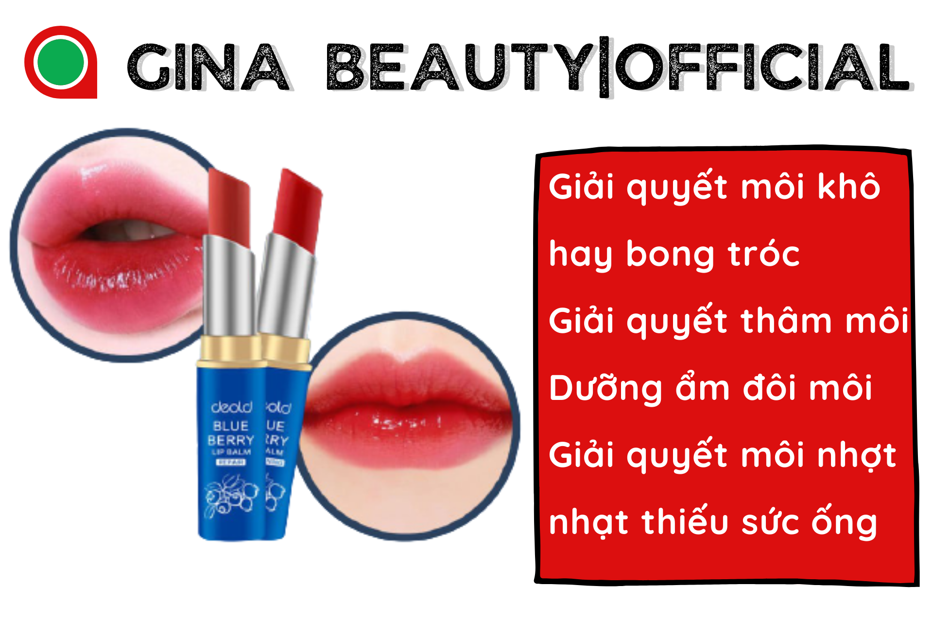 Son Dưỡng Ngừa Thâm Môi Deold Blueberry Lip Balm màu Đỏ Tươi 3.3g