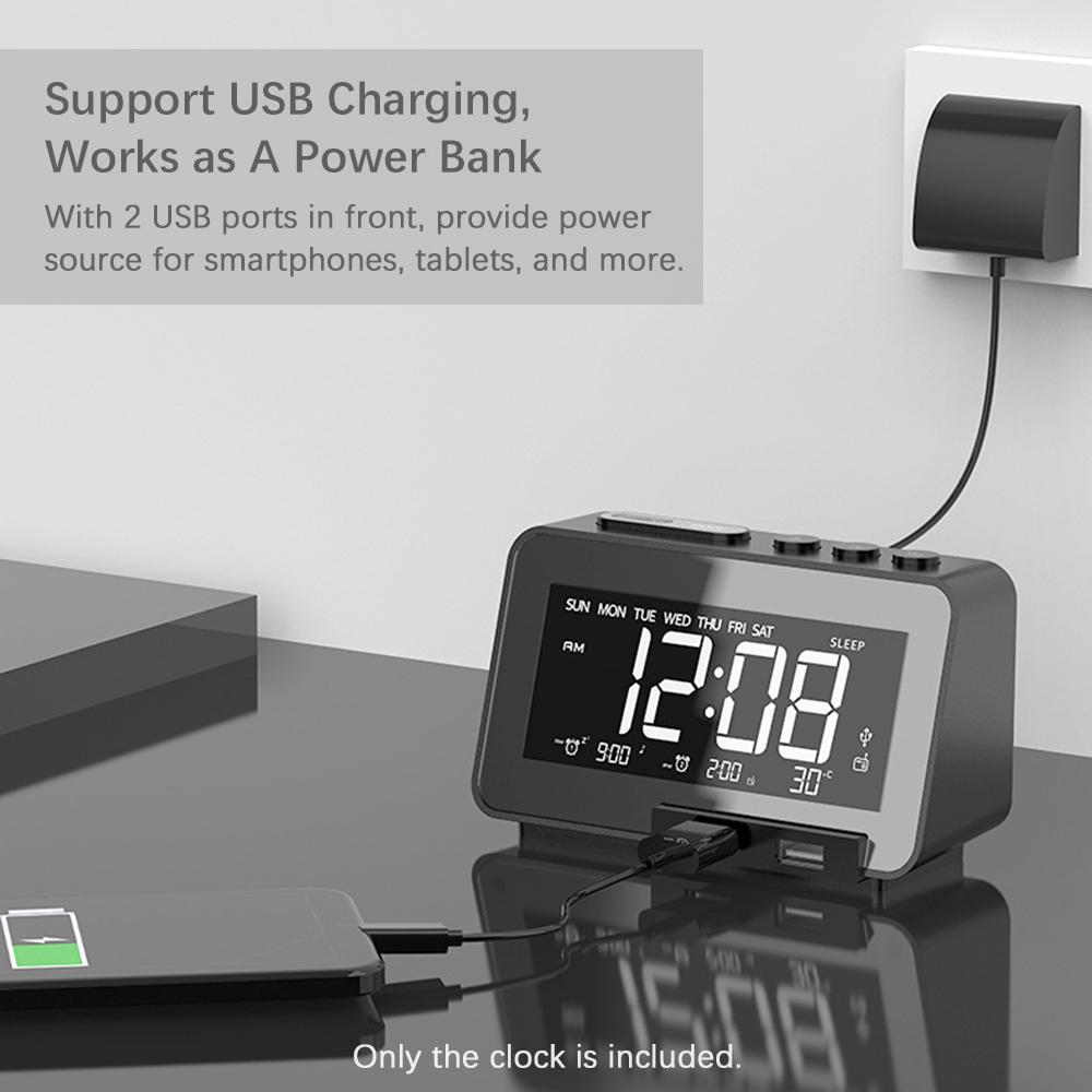 Đồng Hồ Báo Thức Radio K5 Loa Bt Có Đèn Nền Lcd Hiển Thị Nhiệt Độ Màn Hình