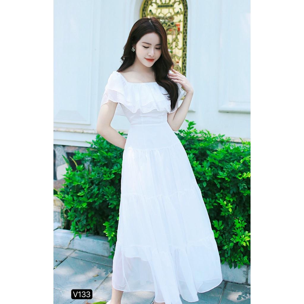 Đầm Maxi Đi Biển, Váy Trắng Dài LILY DRESS Chất Liệu Voan Tơ Cao Cấp - Váy Maxi Đi Biển Thanh Khiết Nữ Tính