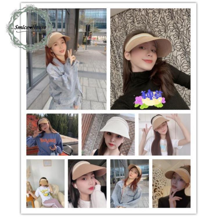 Nón Cói Visor Rộng Vành nửa đầu chống nắng Phong Cách Hàn Quốc Dành Cho Nữ đi biển đi chơi - Smice House