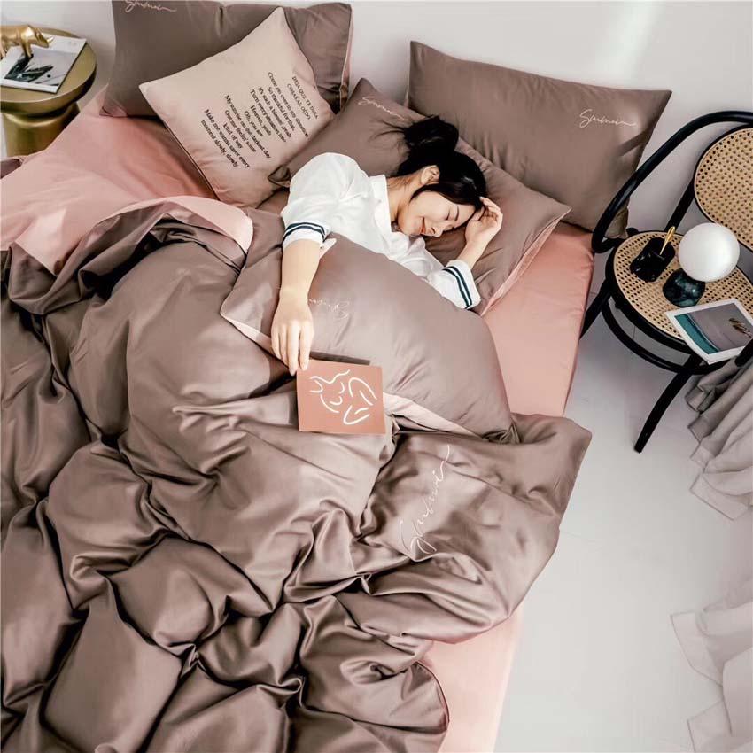 Bộ Chăn Ga Gối Lụa Tencel 60s Đơn Sắc LIDACO Cao Cấp - Nâu Cà Phê