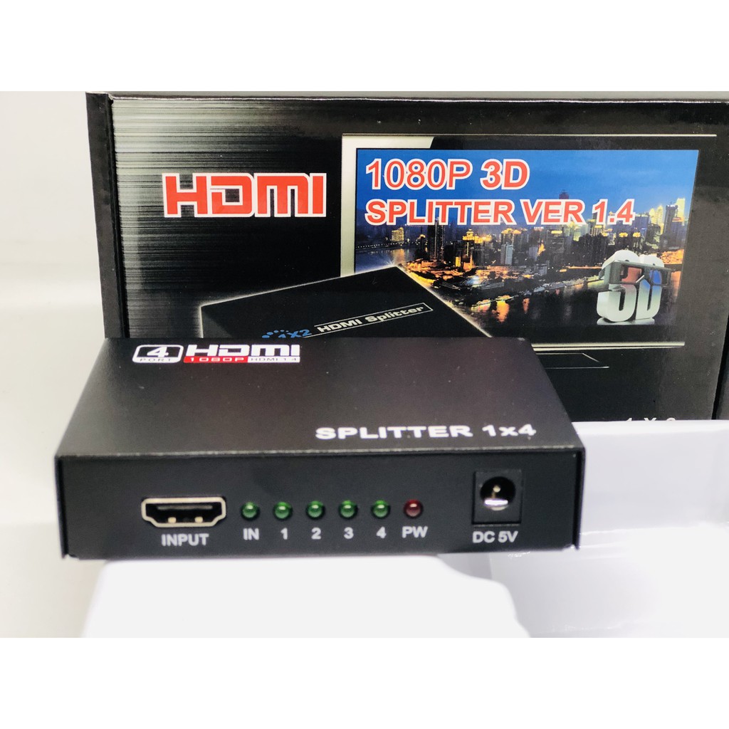 Bộ Chia HDMI Splitter 1 Ra 4 1080P 3D Tặng Kèm Adapter