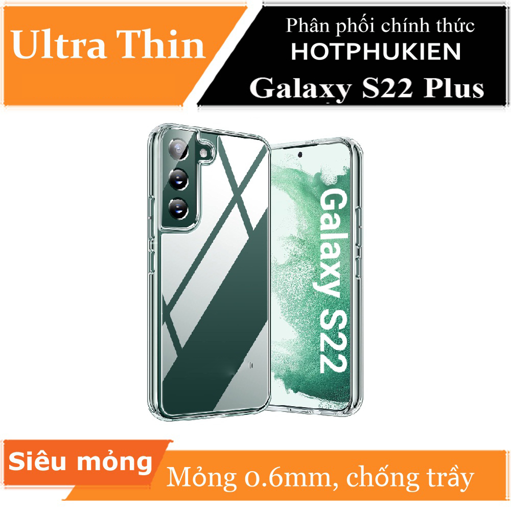 Ốp lưng silicon dẻo cho Samsung Galaxy S22 Plus hiệu Ultra Thin trong suốt mỏng 0.6mm độ trong tuyệt đối chống trầy xước - Hàng nhập khẩu