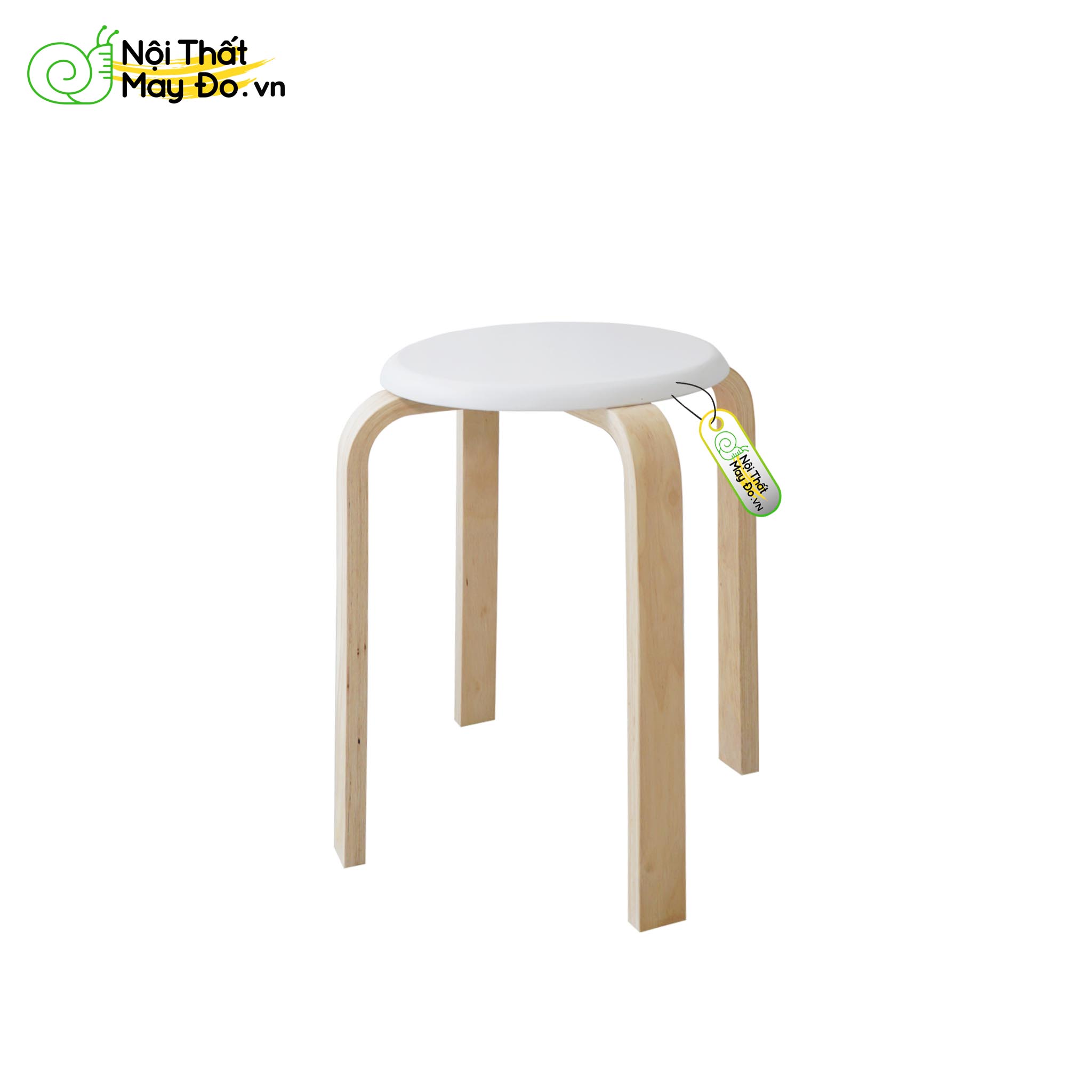 Ghế Đôn - Pin Stool - Thiết Kế Chân Trụ Cách Điệu Sang Trọng - Lắp Ráp Đơn Giản - Màu Trắng