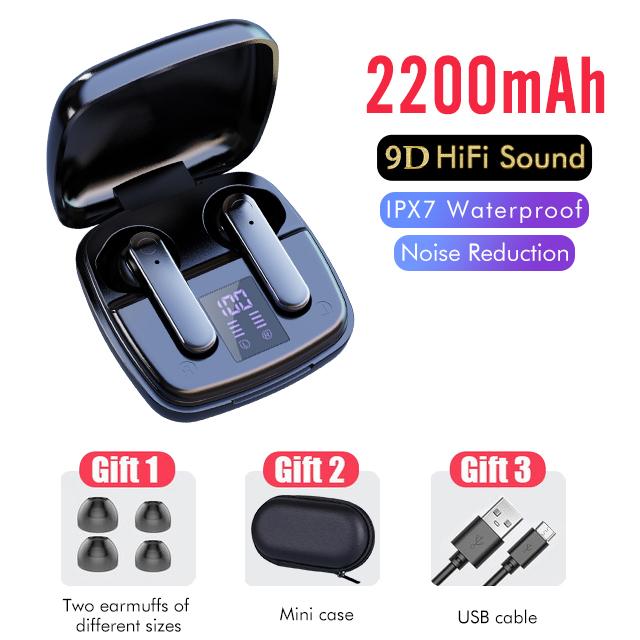 Tai Nghe Không Dây Đèn LED Hiển Thị Pin Thông Minh Bluetooth Stereo Vòm Bass Cao Cấp Gọi Tai Nghe Nhét Tai Không Dây