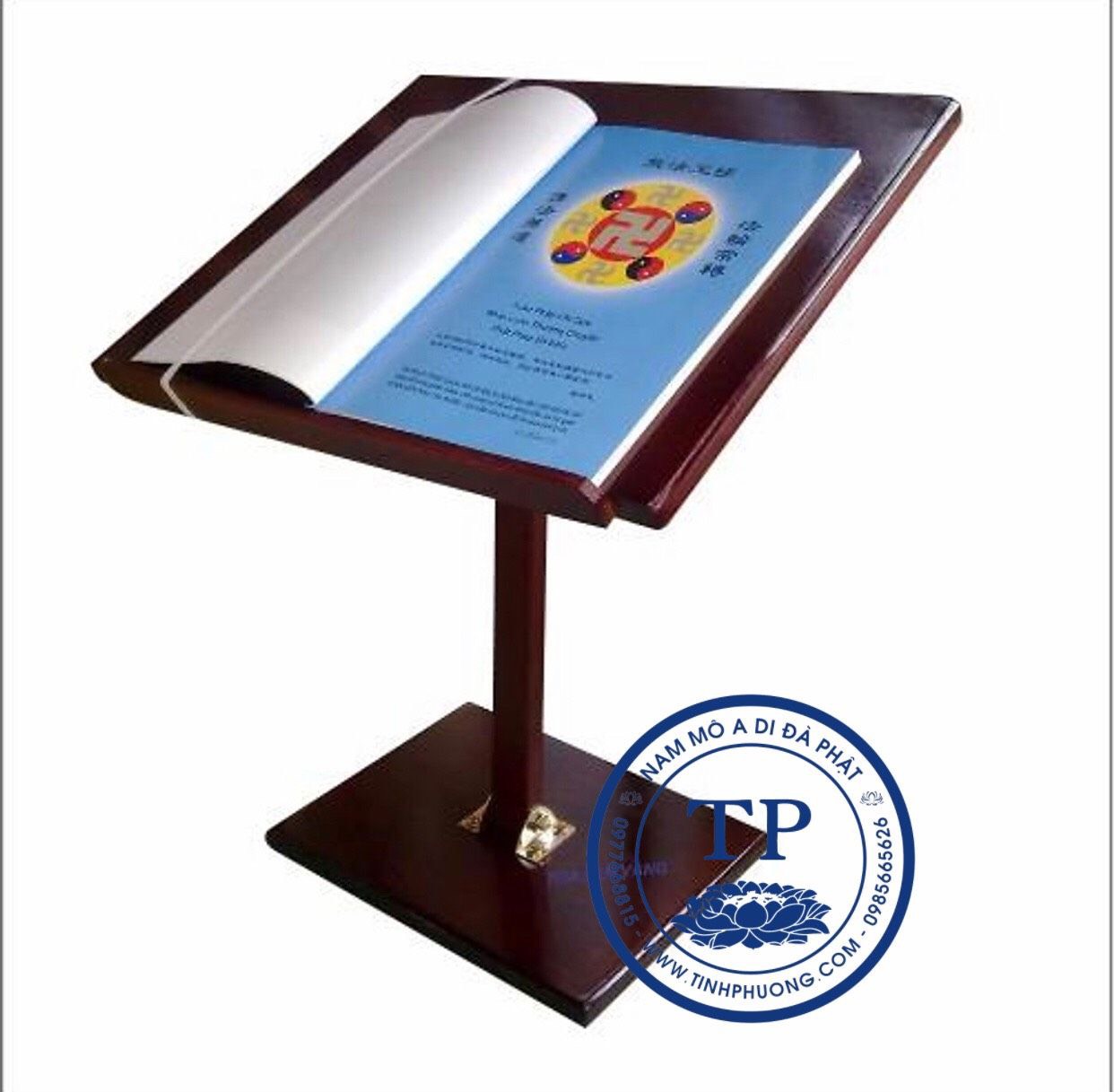 Kệ đọc Kinh gỗ MDF Phun sơn Nâu có in chữ A DI ĐÀ PHẬT HAI16771