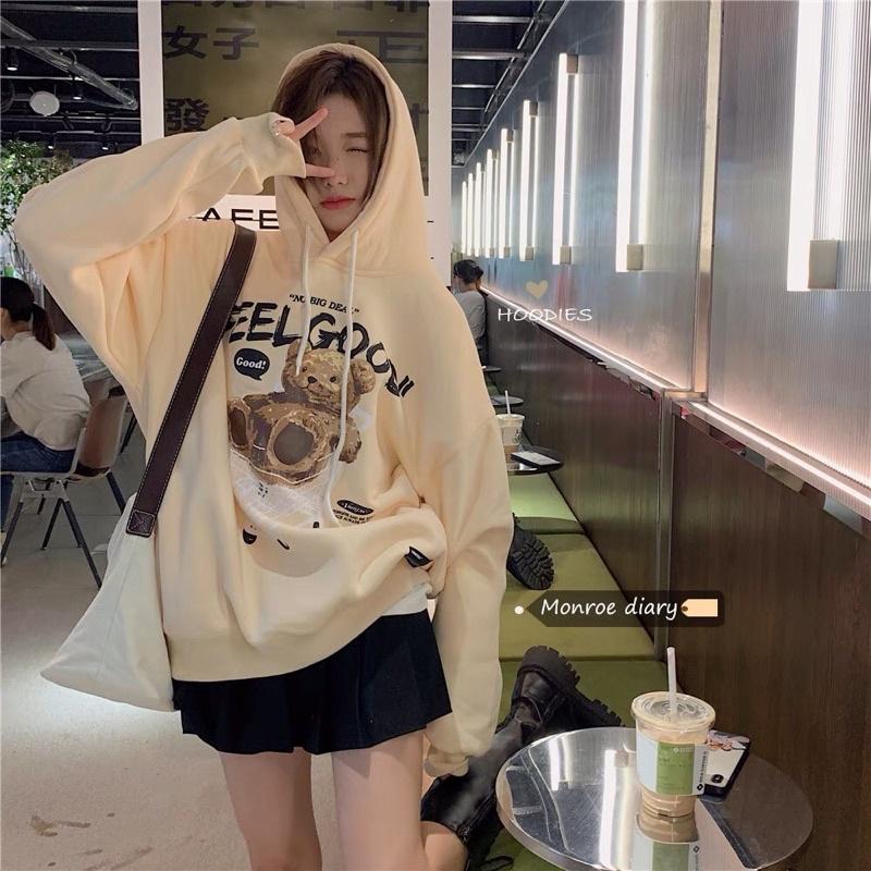 Áo khoác chui đầu hoodie nỉ ngoại tay phồng unisex ulzzang nam nữ AN538