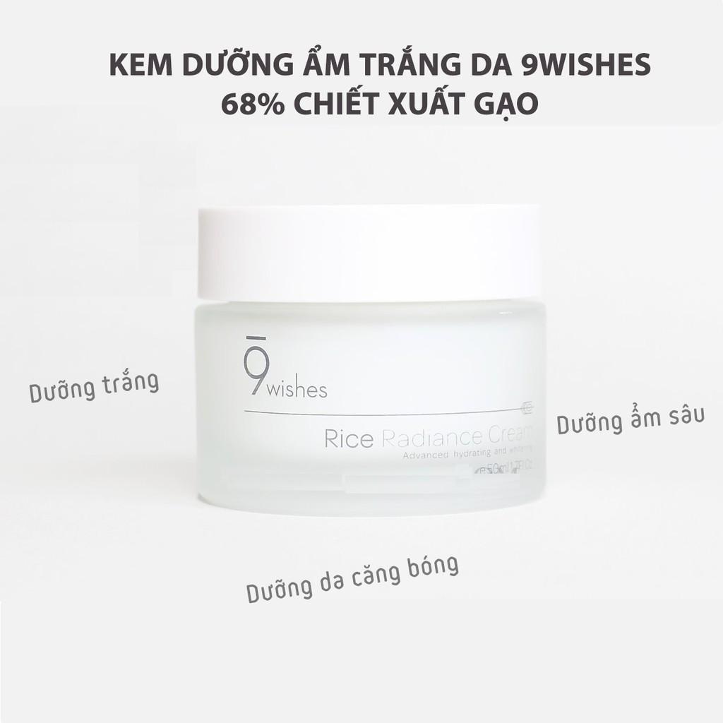 Kem dưỡng ẩm trắng da chiết xuất gạo 9 Wishes Rice Radiance Cream 50ml