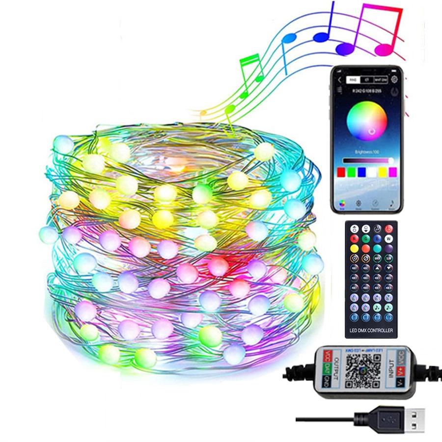 Dây Đèn Led RGB 10M Kết Nối Bluetooth Điều Khiển Bằng Ứng Dụng Thông Minh Trang Trí Giáng Sinh