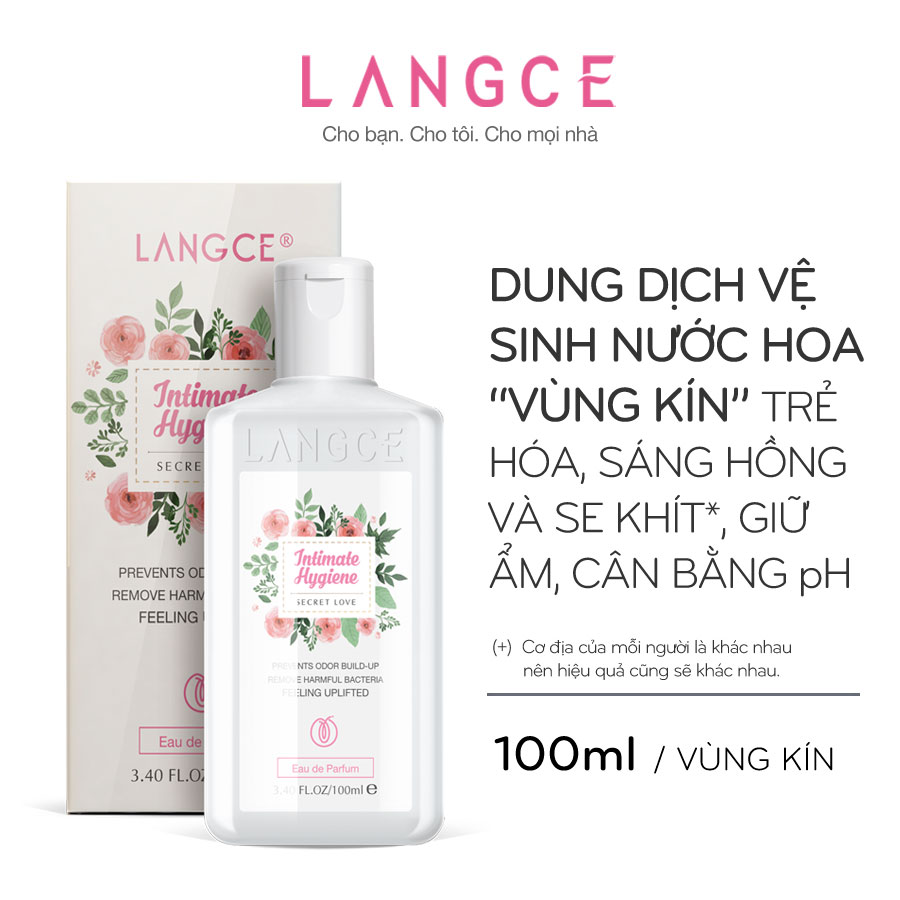 Dung Dịch Vệ Sinh Nước Hoa Vùng Kín Sáng Hồng Se Khít 100ml TẶNG Kem Làm Rụng Lông Trắng Da 20ml LANGCE