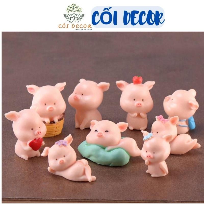 Mô hình tiểu cảnh lợn con đáng yêu bằng nhựa trang trí tiểu cảnh, sen đá, terrarium