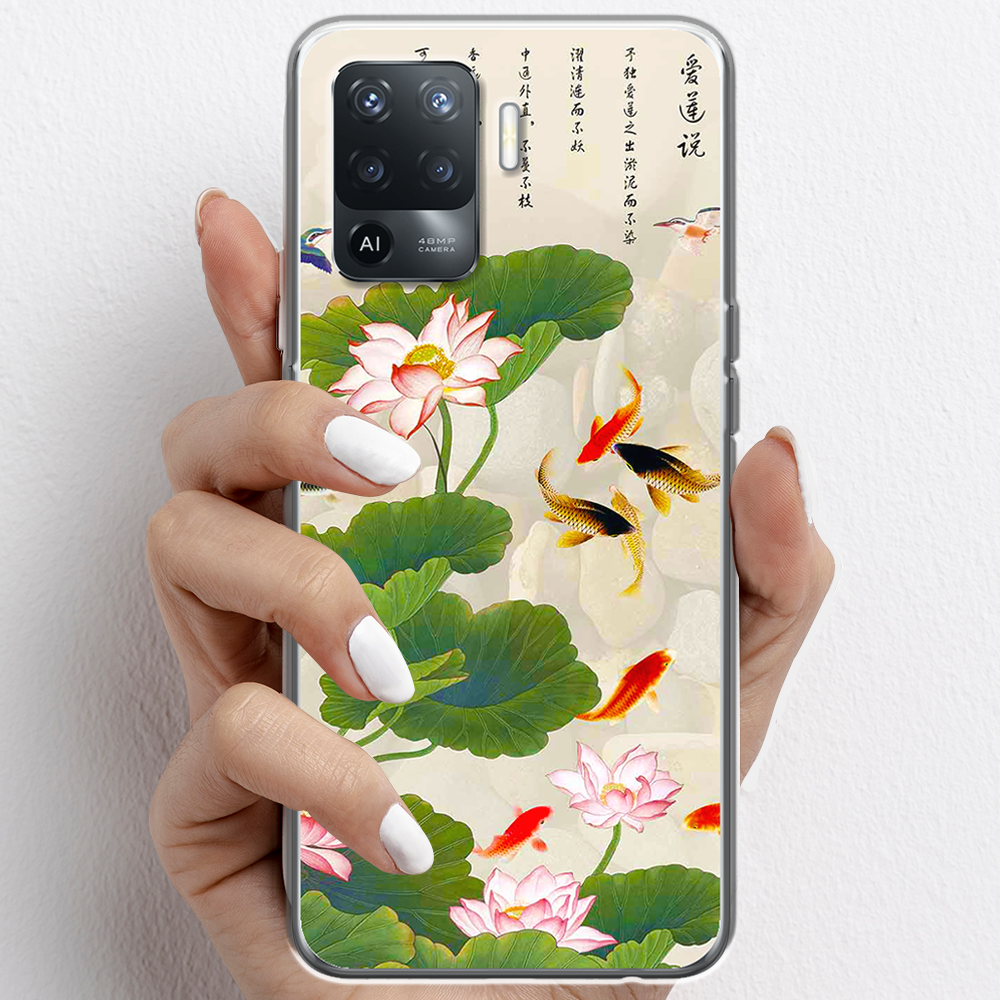 Ốp lưng cho Oppo A54, Oppo A94 nhựa TPU mẫu Hoa sen cá