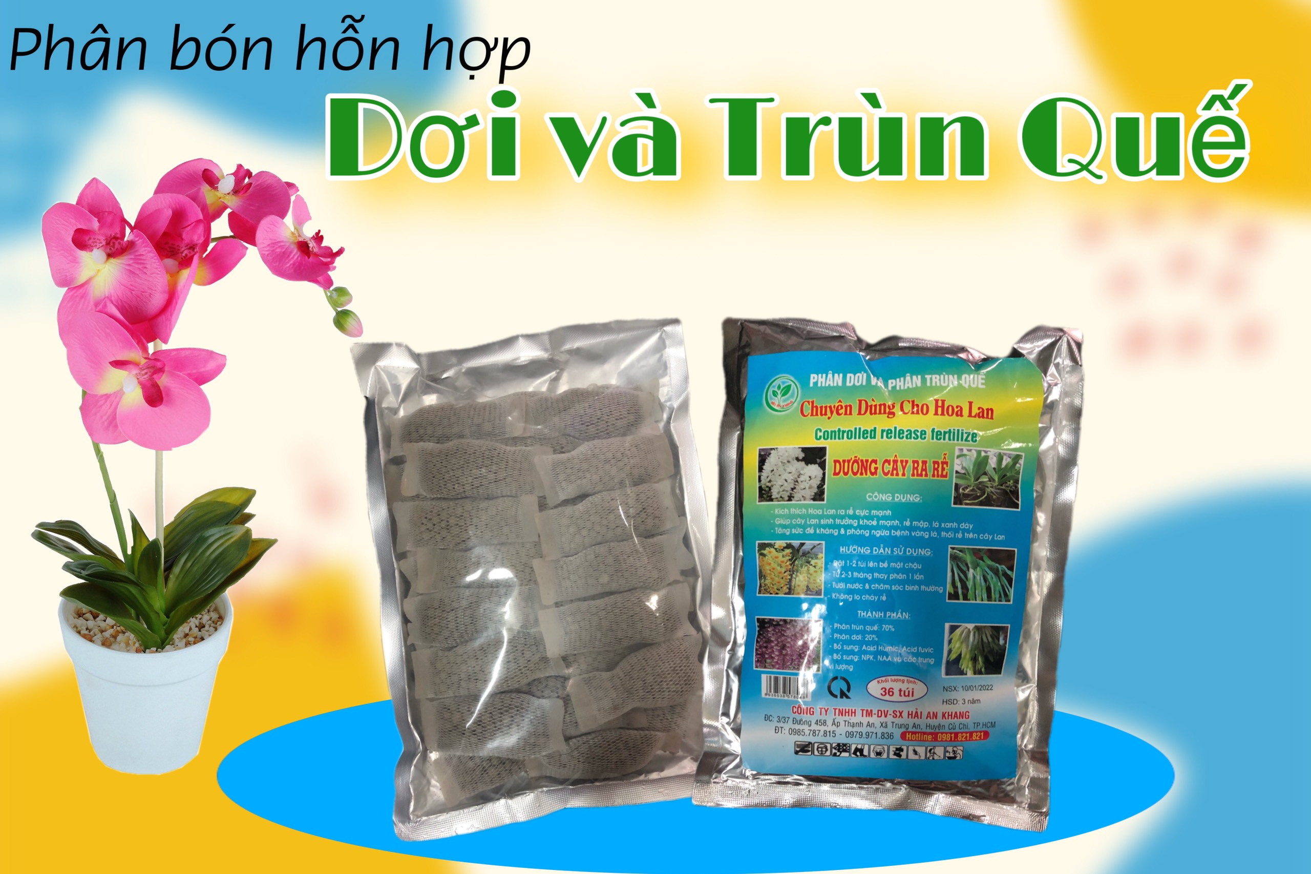 Phân bón hỗn hợp (phân dơi và trùng quế) gồ 36 túi lưới (bịch 500gr)