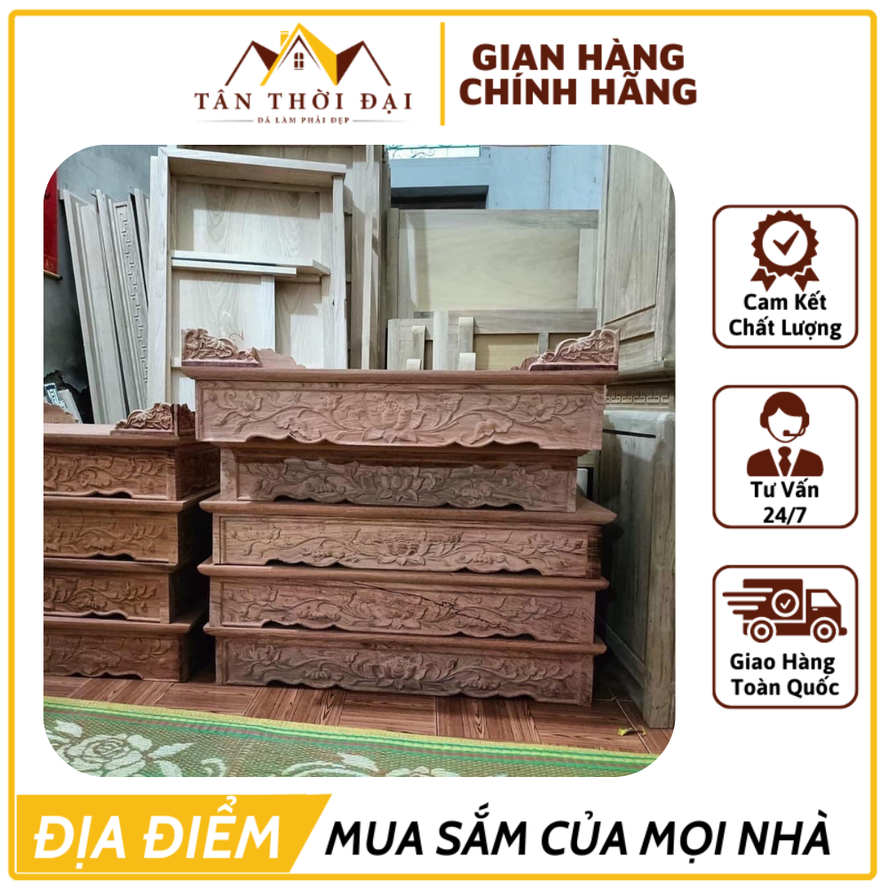 Bàn Thờ Gỗ Sồi, Bàn Thờ Treo Tường Nhỏ Gọn Phù Hợp Với Nhiều Không Gian - Tổng Kho Nội Thất Tân Thời Đại