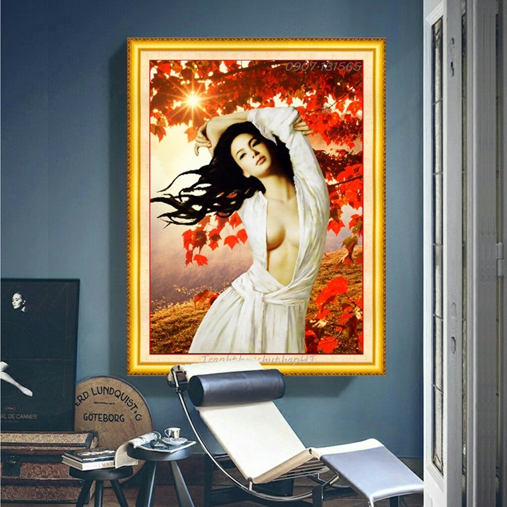 Tranh đính đá nét đẹp thiếu nữ - chưa đính
