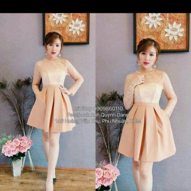 Đầm ren tùng xòe túi