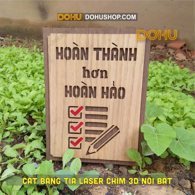 Tranh Treo Tường Gỗ Tạo Động Lực DOHU203: “Hoàn thành hơn hoàn hảo” - Giá Siêu Rẻ Mang Phong cách Vintage Sang Trọng