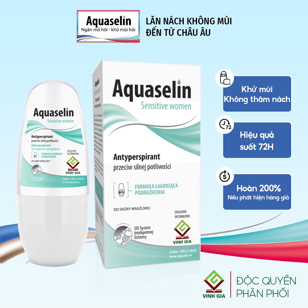 Lăn khử mùi dành cho nữ Aquaselin 50ml (loại nhẹ)