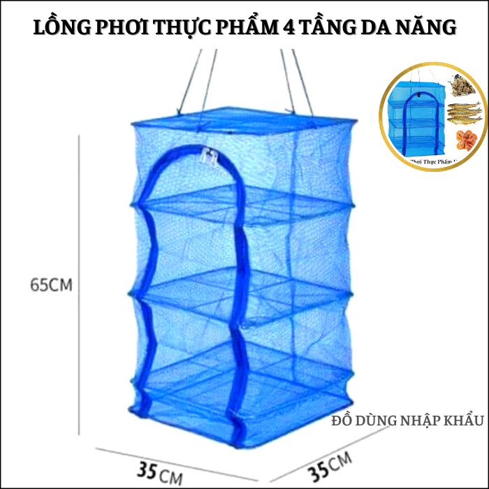 Lồng phơi thực phầm 4 tầng gấp gọn cao cấp an toàn vệ sinh