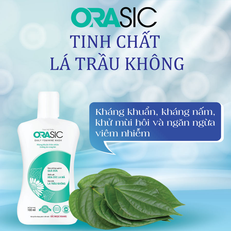 Dung dịch vệ sinh phụ nữ ORASIC Sắc Ngọc Khang_Tinh chất lá trầu không 100ml