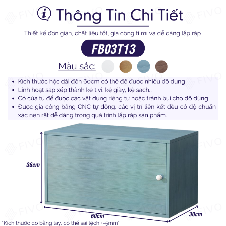 Kệ Tổ Ong Đa Năng Chất Liệu MDF FIVO FB03 Có Cửa Để Đồ Tiện Lợi Dễ Dàng Lắp Ráp (60x30x36 cm) - Hàng Chính Hãng