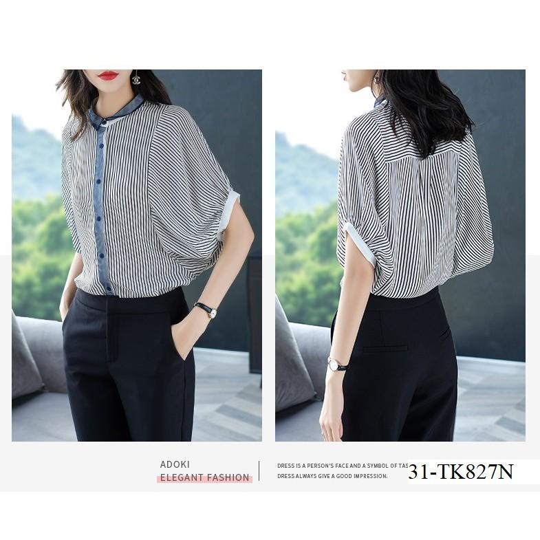 TK723-ÁO SƠ MI SỌC TAY CÁNH DƠI S-6XL