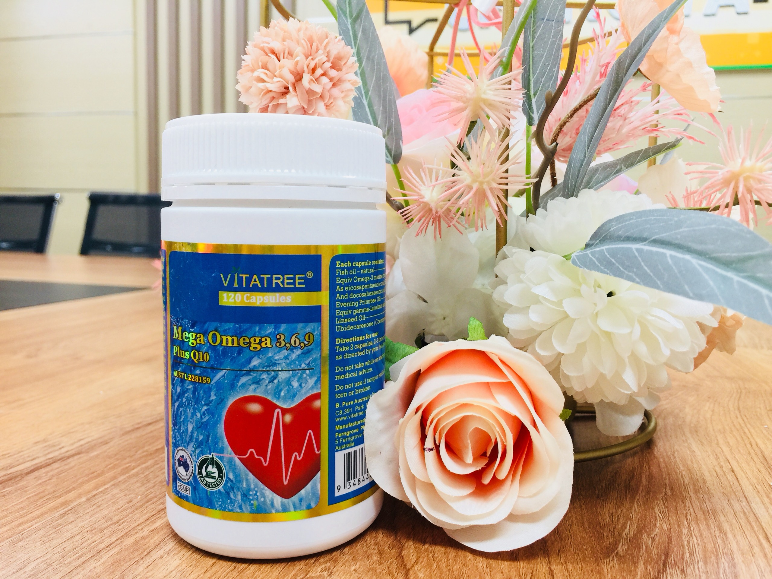 Viên uống bổ sung Omega 369 - Vitatree Mega Omega 369 Plus CoQ10 tốt cho tim mạch và não bộ 120 viên