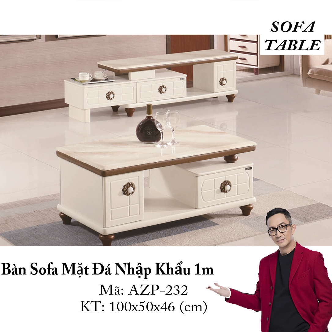 Bàn Sofa Mặt Đá Size 1.0m / 1 Ngăn Kéo / Dòng Cao Cấp - Hàng Nhập Khẩu AZP-T232-10