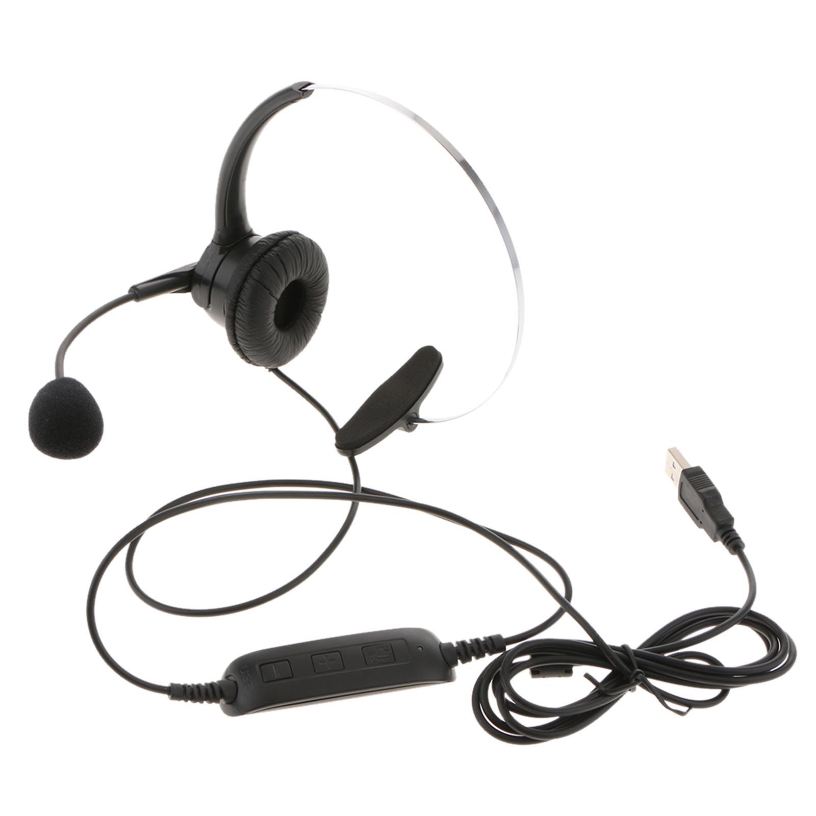 5Pcs Call Center Monaural USB Headset with Mic Microphone for Computer