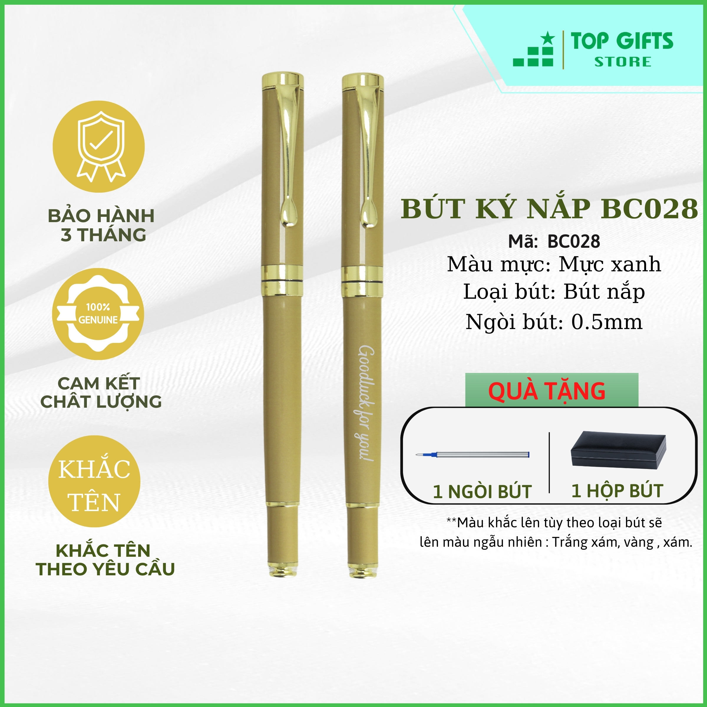 Bút ký tên cao cấp PV027 | Bút ký khắc tên làm Quà sinh nhật biếu sếp thầy cô giáo bạn bè đồng nghiệp