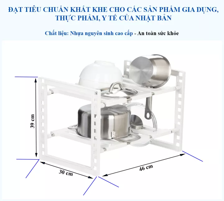 Kệ Gầm Bếp Đa Năng Bằng Nhựa Cao Cấp Inochi Nhật Bản - Cho không gian sống luôn gọn gàng, ngăn nắp (460 x 300 x 390 mm) - Giao màu ngẫu nhiên