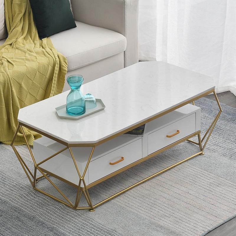 Bàn trà đơn mặt đá cẩm thạch vân mây, bàn sofa chữ nhật phong cách bắc âu - Bảo hành 12 tháng