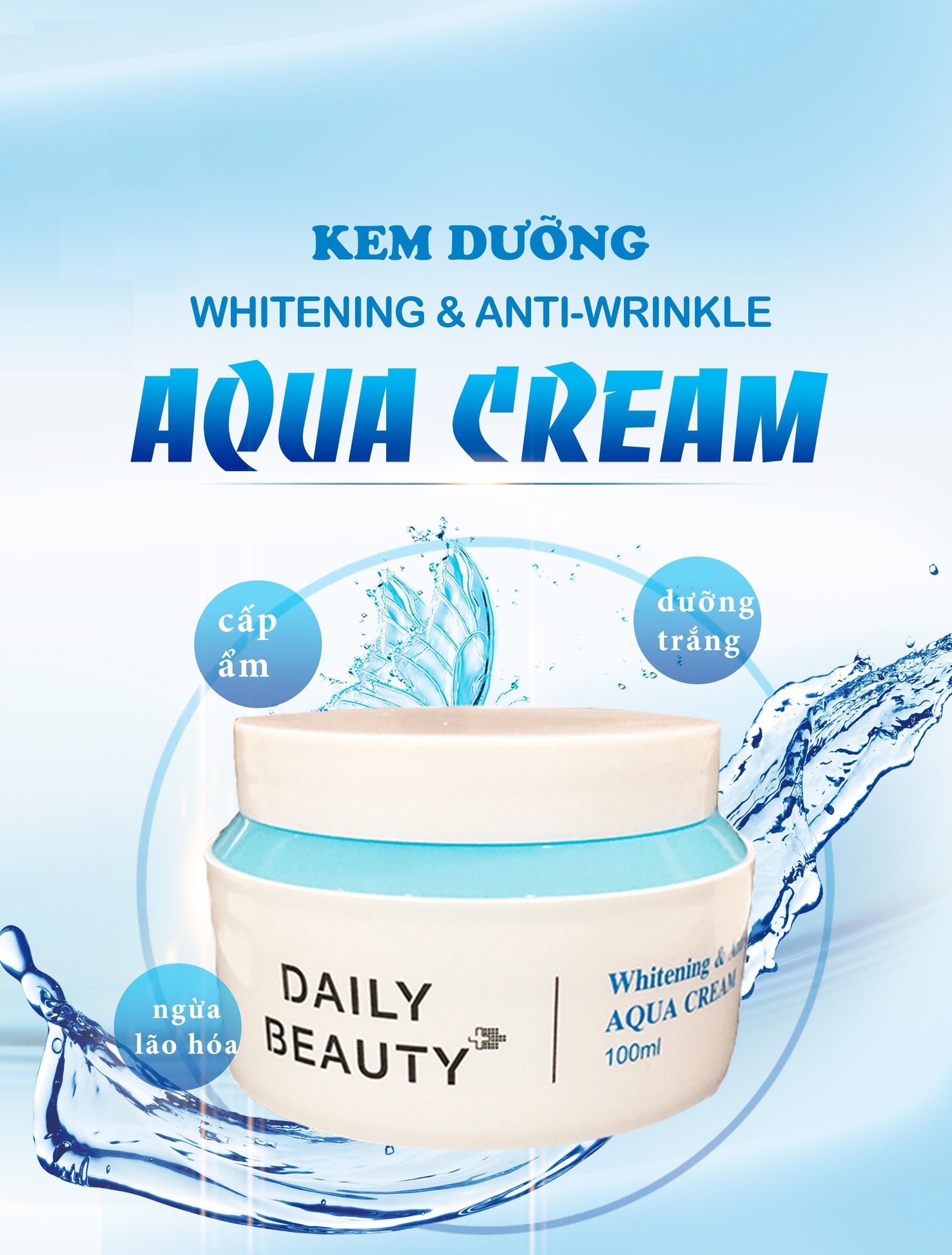 Combo 7 hộp Kem dưỡng Daily Beauty Intensive Anti-WrinKle Aqua Cream sản phẩm cấp nước cho da dầu nhập khẩu chính ngạch Hàn Quốc