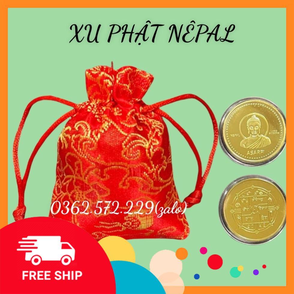 Đồng Xu Nepal Hình Đức Phật Thích Ca May Mắn