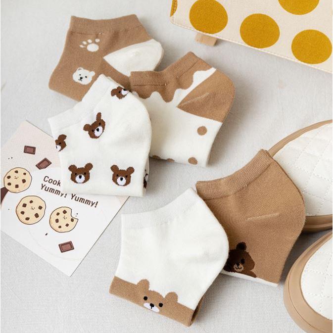 Set 10 Đôi Tất Vớ Nữ Ngắn Cổ Mix Gấu SS4 Như Ảnh