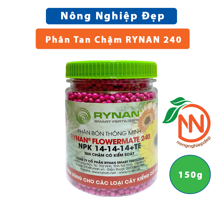 RYNAN 240 (Hũ 150g) NPK 14-14-14+TE | Phân Tan Chậm Thông Minh Có kiểm Soát Dành Cho Phong Lan, Cây Kiểng, Bonsai