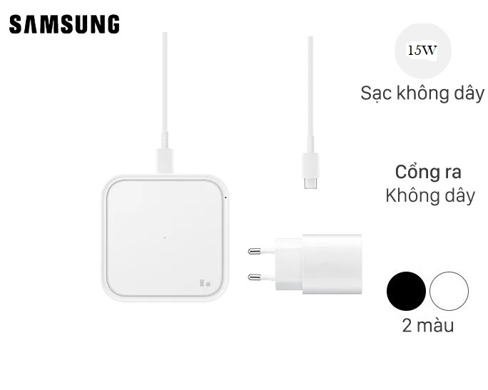 Đế Sạc Không Dây Samsung 15W (kèm củ 25W và cáp USB-C) (EP-P2400) - Hàng Chính Hãng