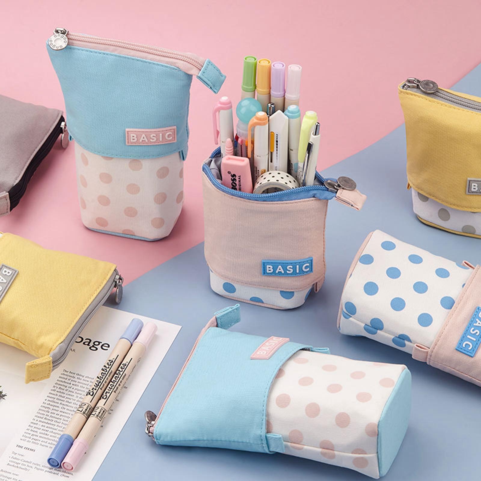 Pencil Telescopic Holder Bag Portable Canvas Cosmetic Pouch