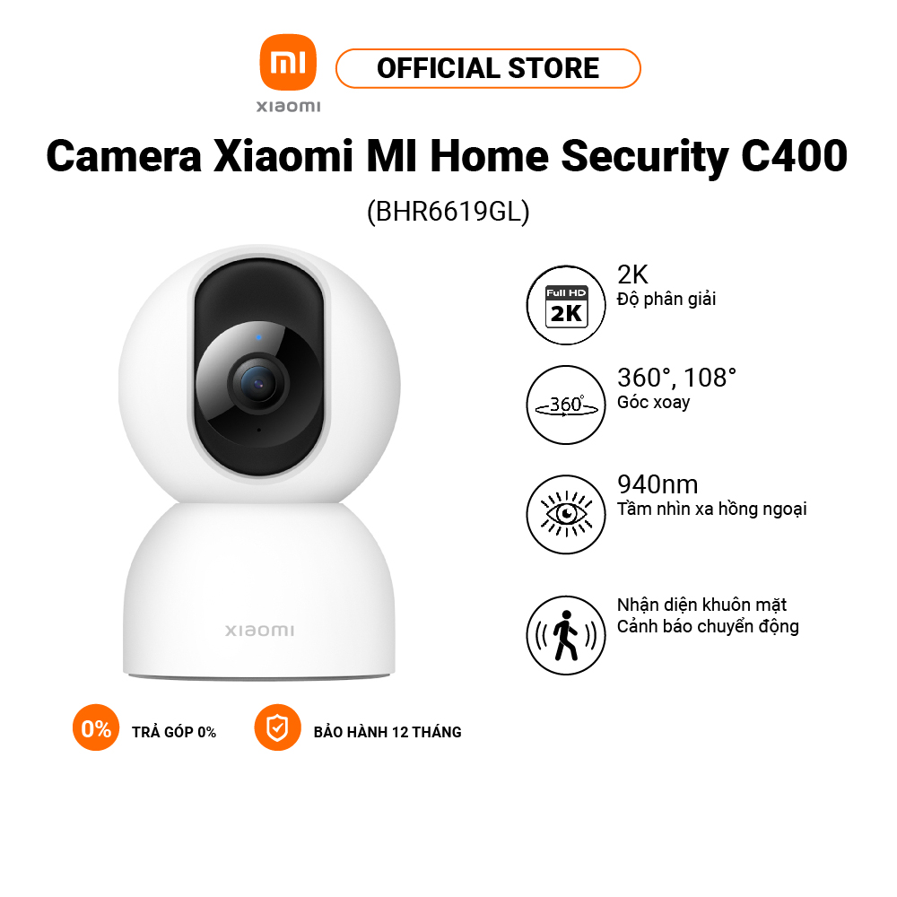 Camera Xiaomi MI Home Security C400 (BHR6619GL) - Bảo mật thông minh với độ rõ nét 2,5K - Hàng chính hãng