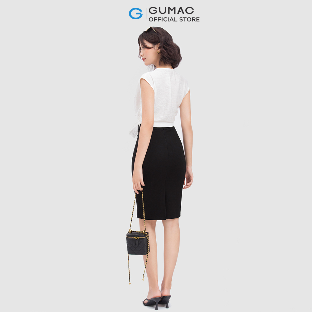 Áo sơ mi nữ GUMAC AC04065 form croptop có dây thắt eo cá tính